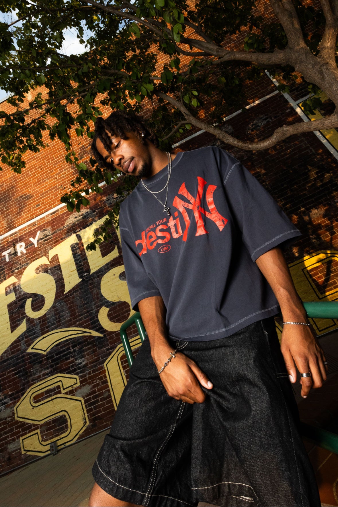 DestiNY heavyweight graphic tee blue wash front 